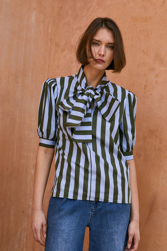 BLUSA LULU RAYAS VERDE