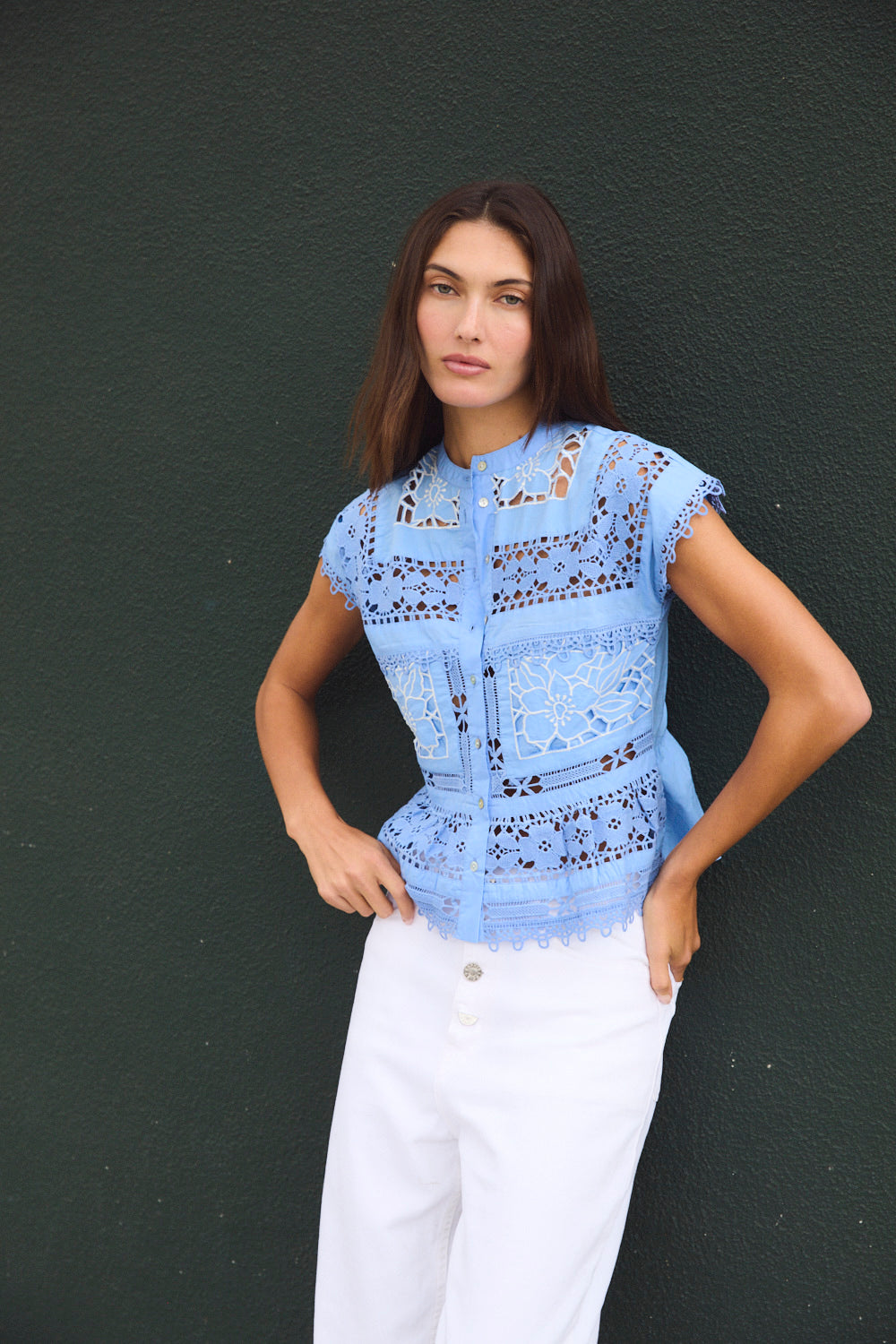 TOP BLUE POPLIN