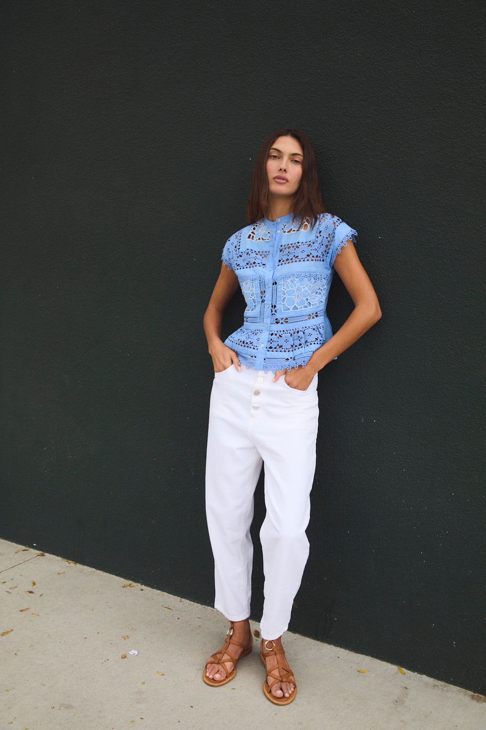TOP BLUE POPLIN