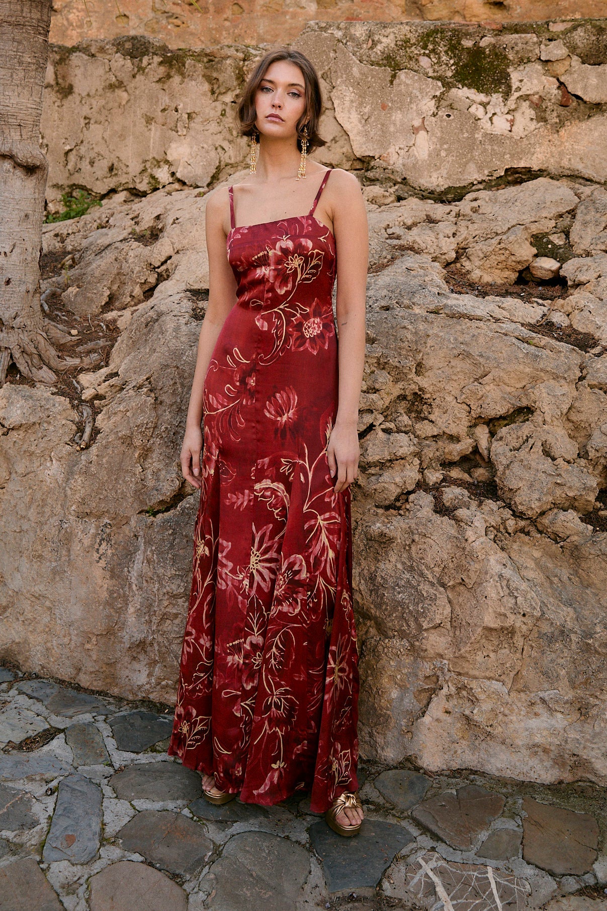 CORINTHIA CARMINE PEONY DRESS