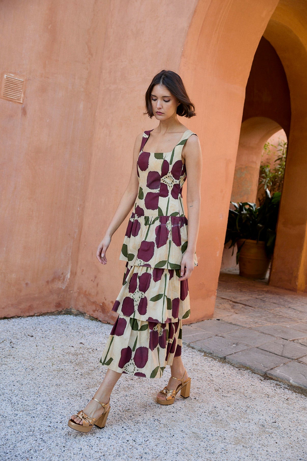 CLO LIRIO BURGUNDY DRESS