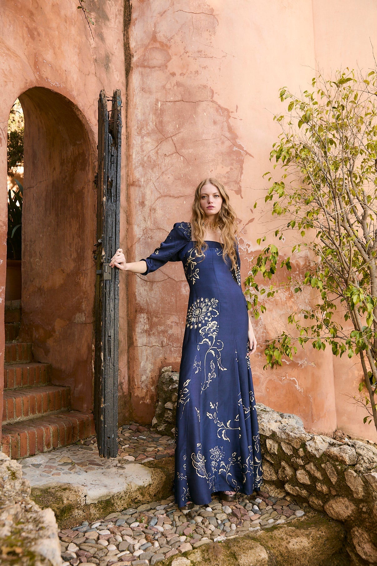 RAMONA BLUE BRANCHES DRESS