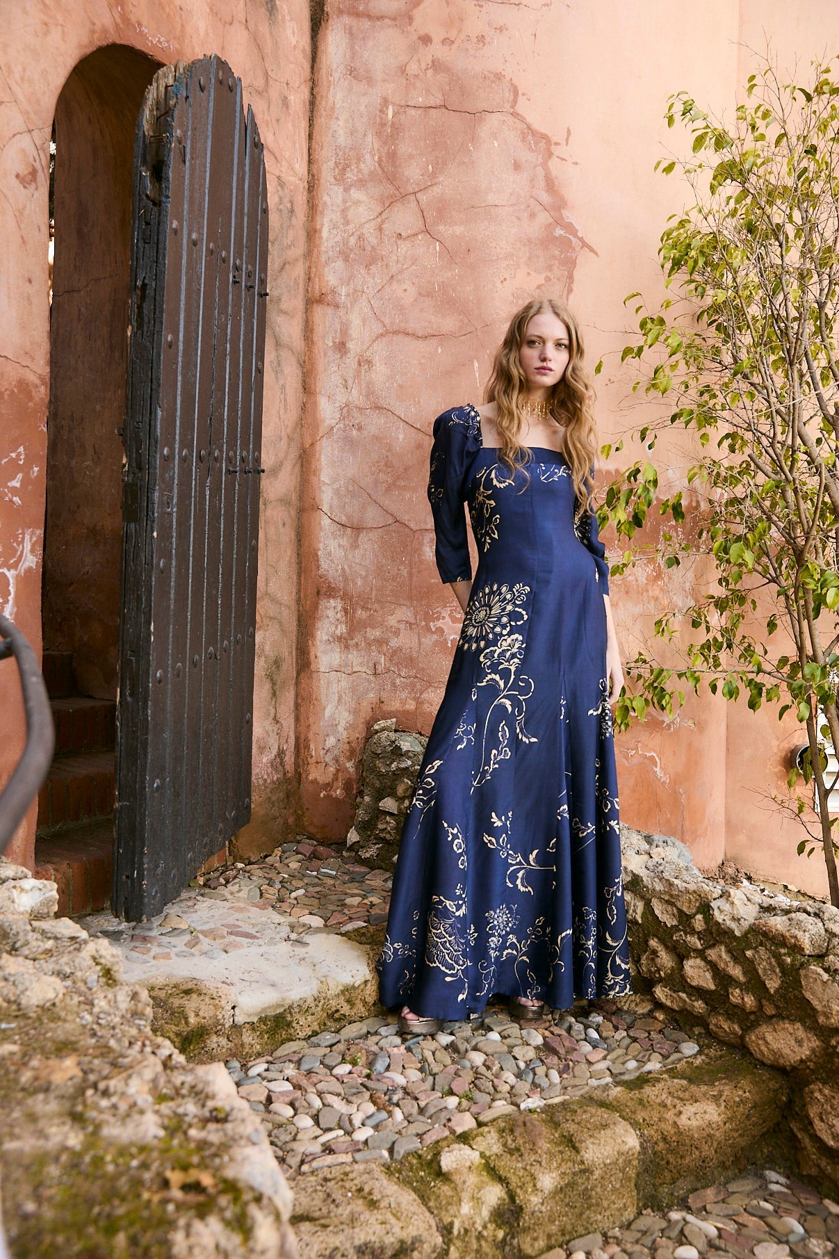 RAMONA BLUE BRANCHES DRESS