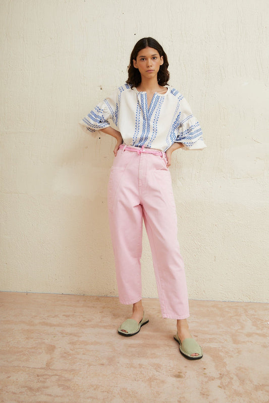 PINK TWILL CARGO JEANS