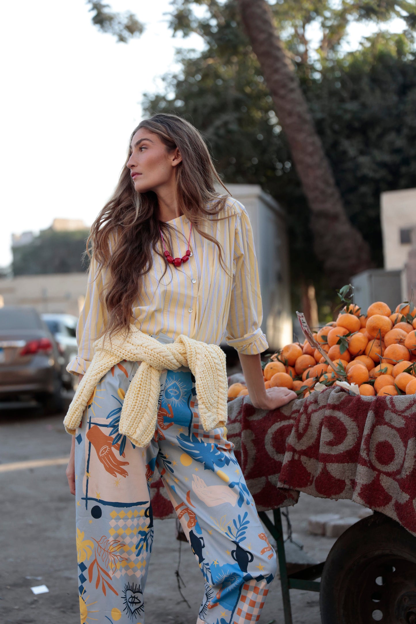 TIRSO BLOUSE MIX STRIPES YELLOW
