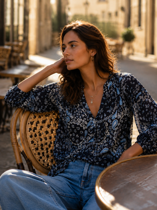Blusa Venice Bandana azul talla 38