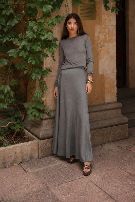 FALDA ARCO LUREX PLATA