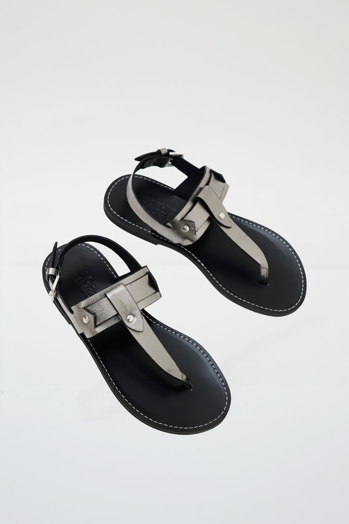 CATALINA SILVER LEATHER SANDAL