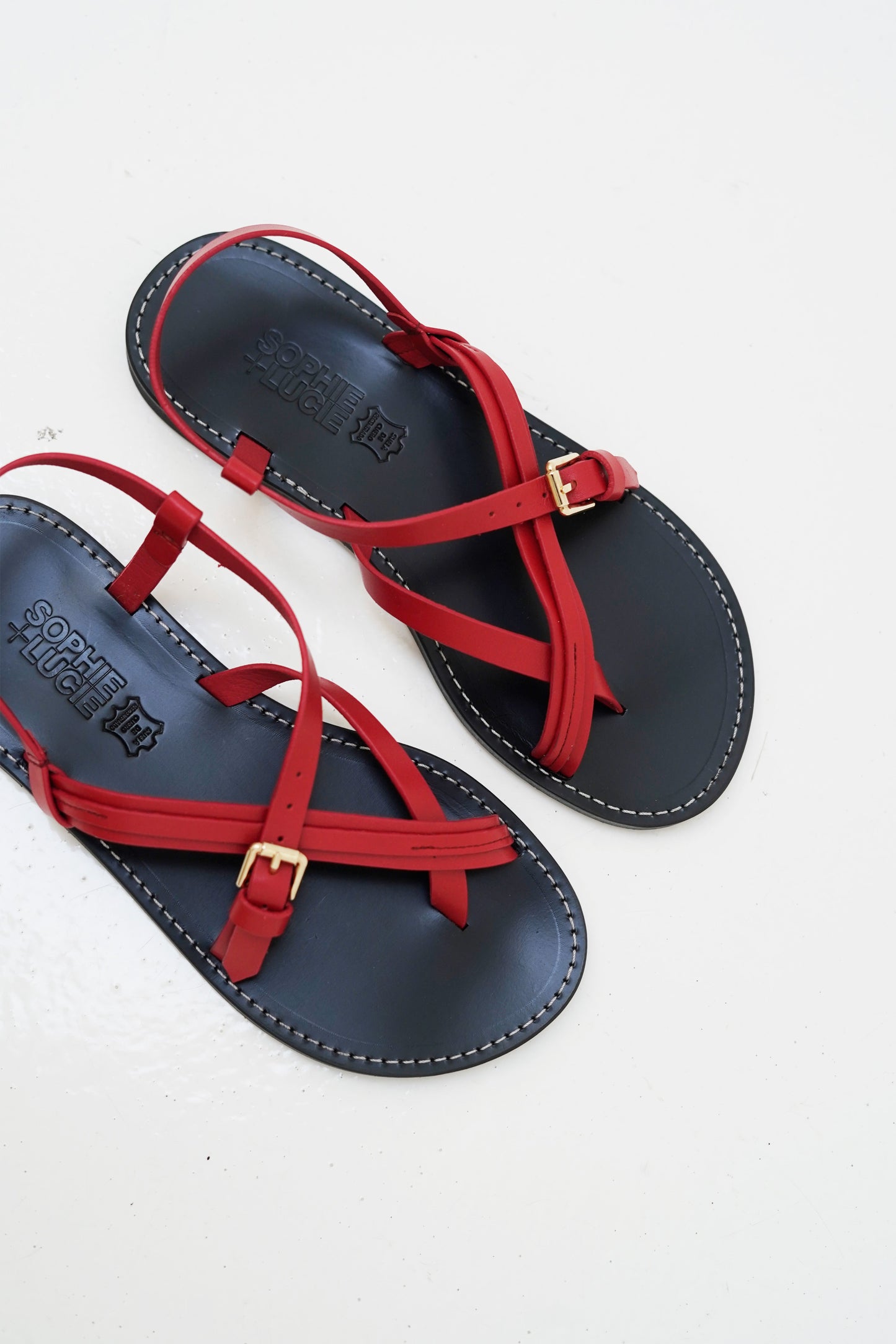 BARBARA RED LEATHER SANDAL