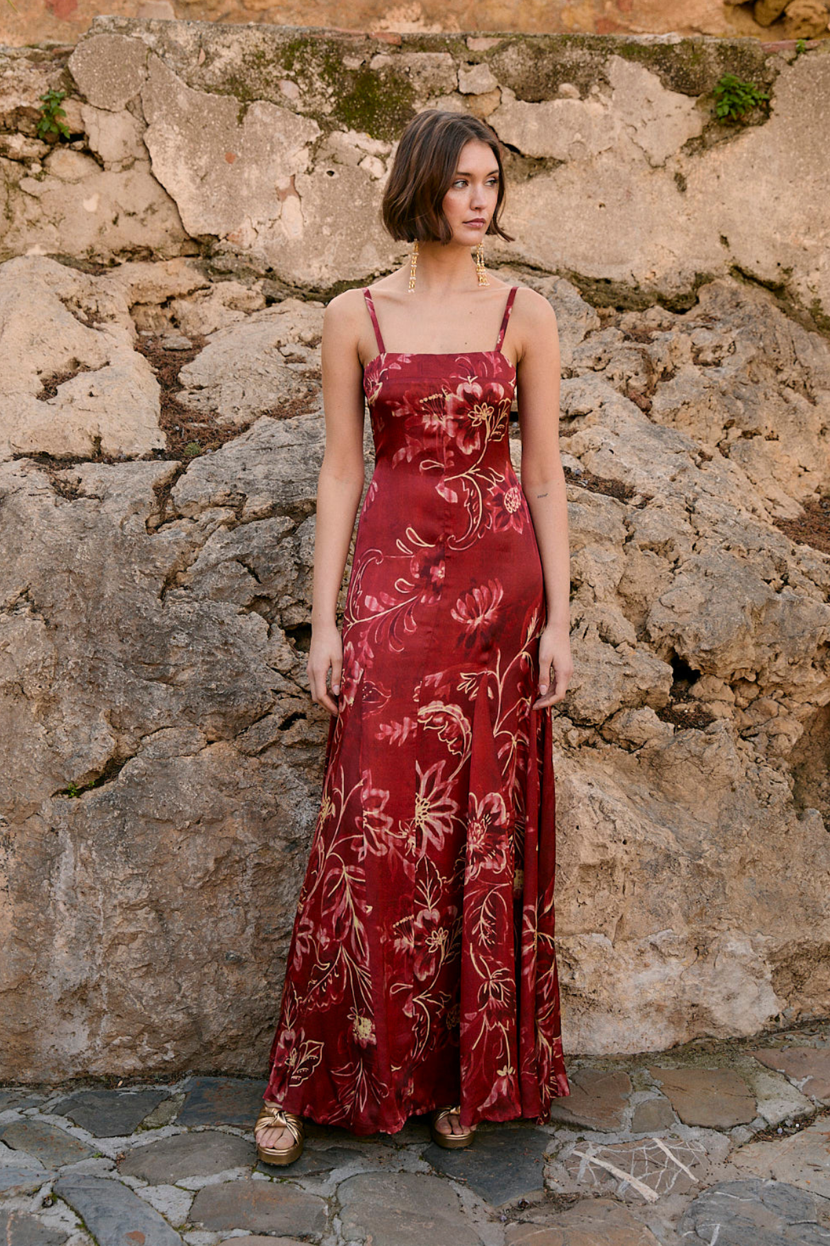 CORINTHIA CARMINE PEONY DRESS