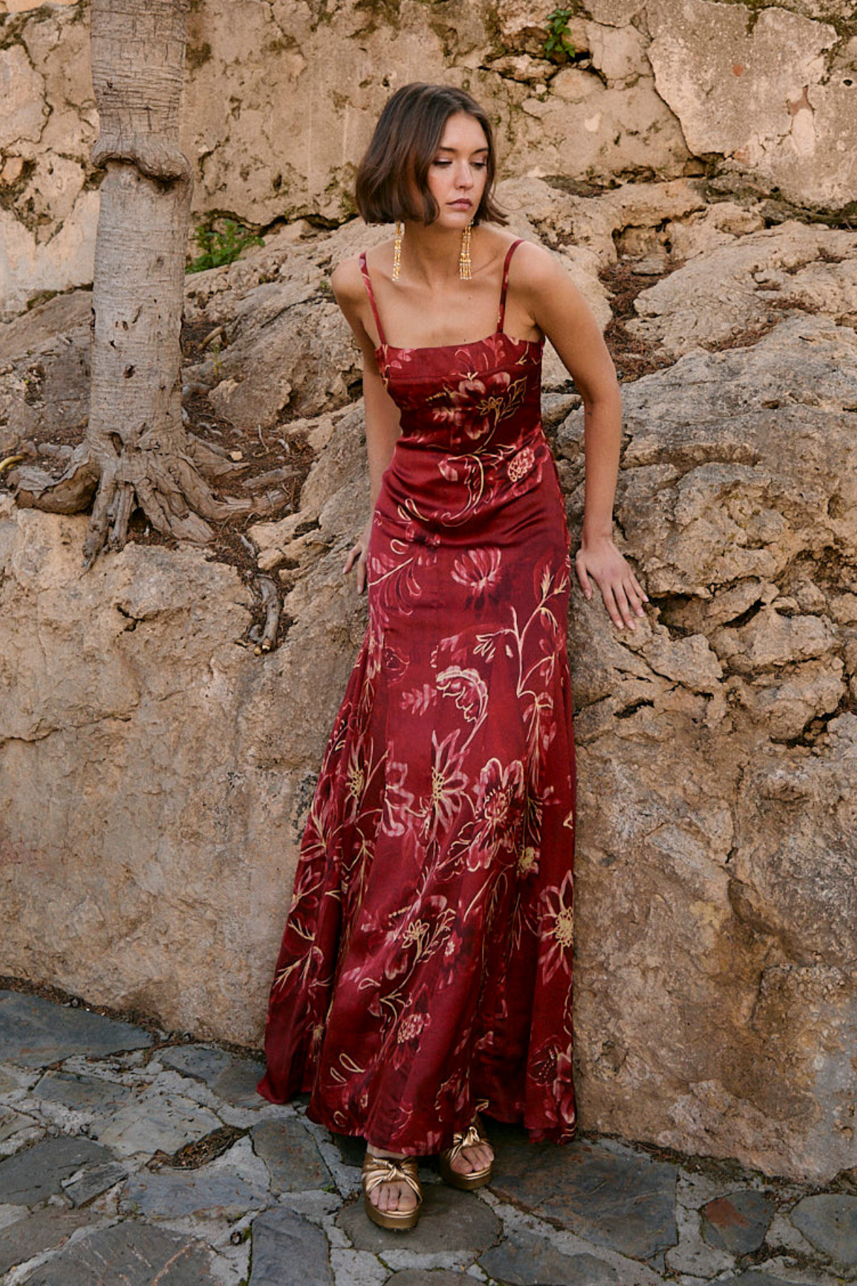 CORINTHIA CARMINE PEONY DRESS