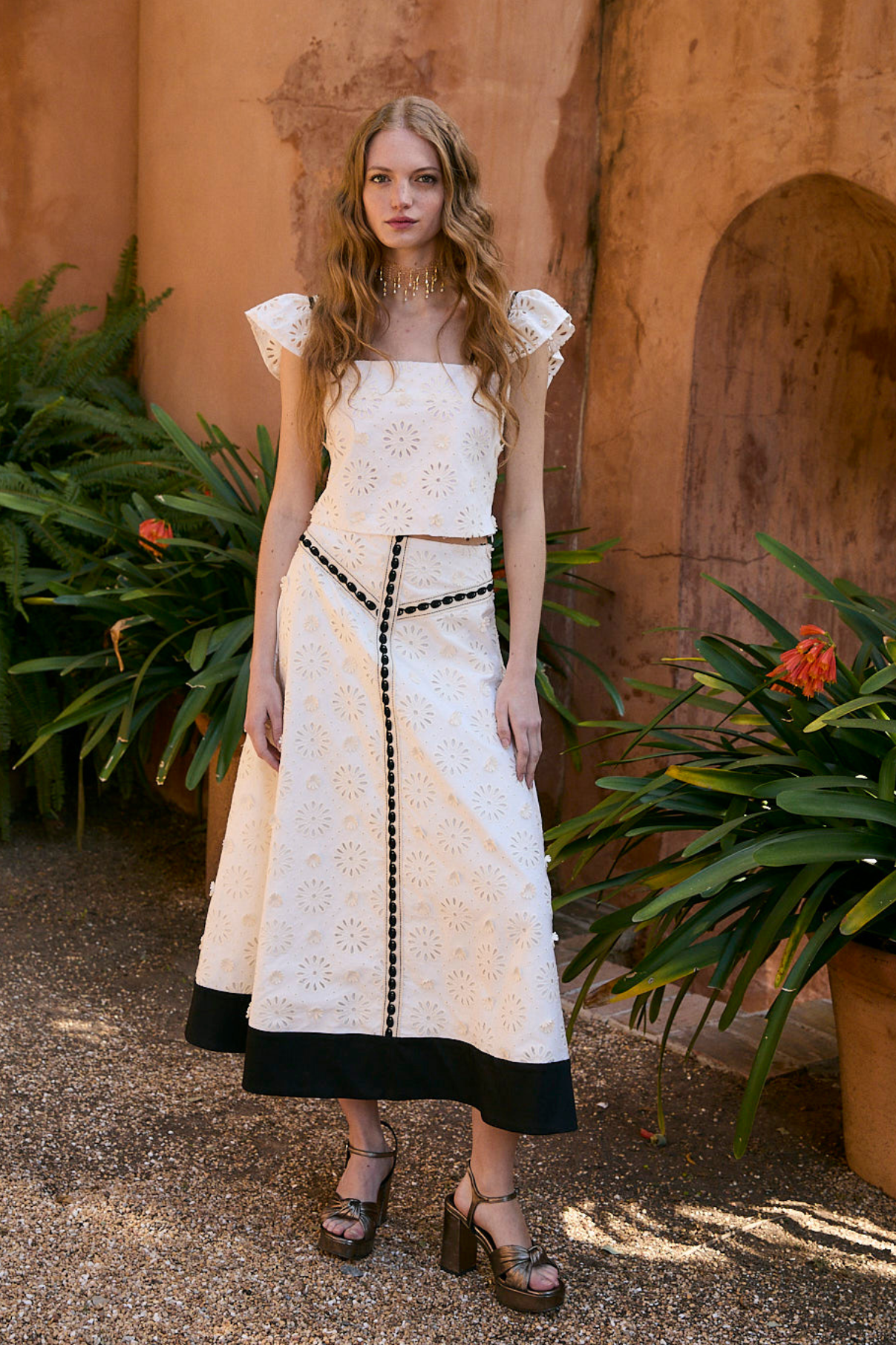 MOIRA ECRU DIE-CUT SKIRT