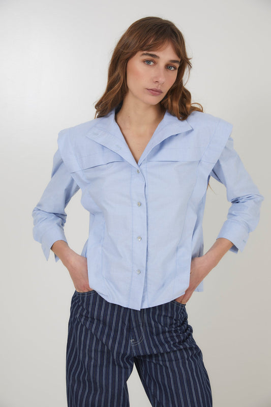 BLUSA FONTI OXFORD AZUL