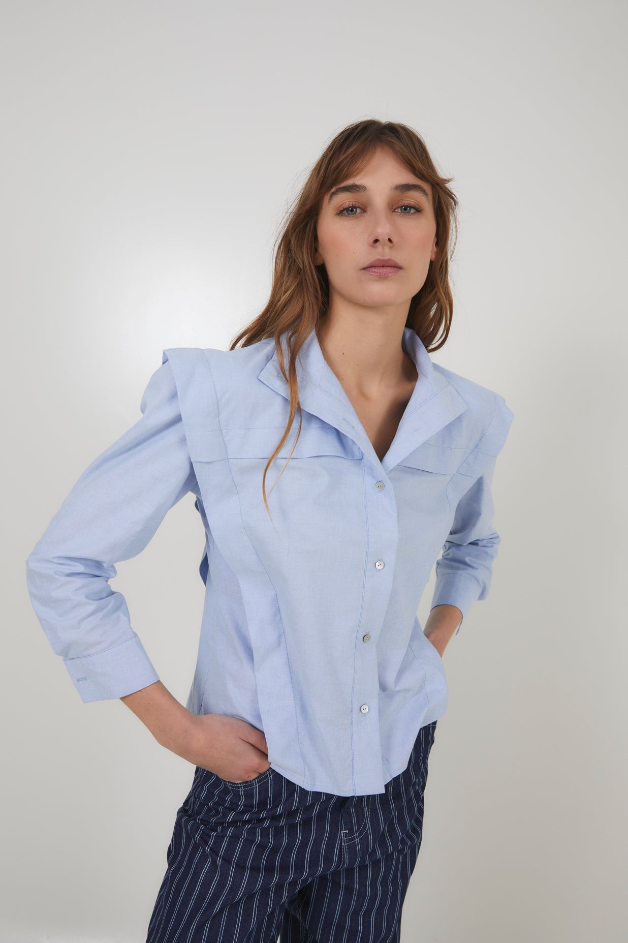 BLUSA FONTI OXFORD AZUL