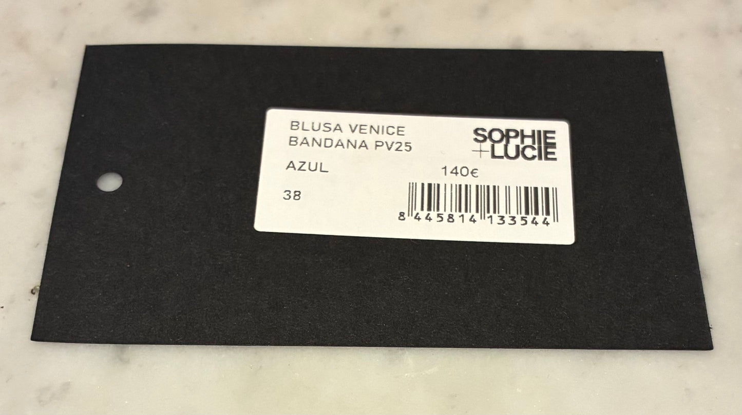 Venice Bandana Blue Blouse Size 38