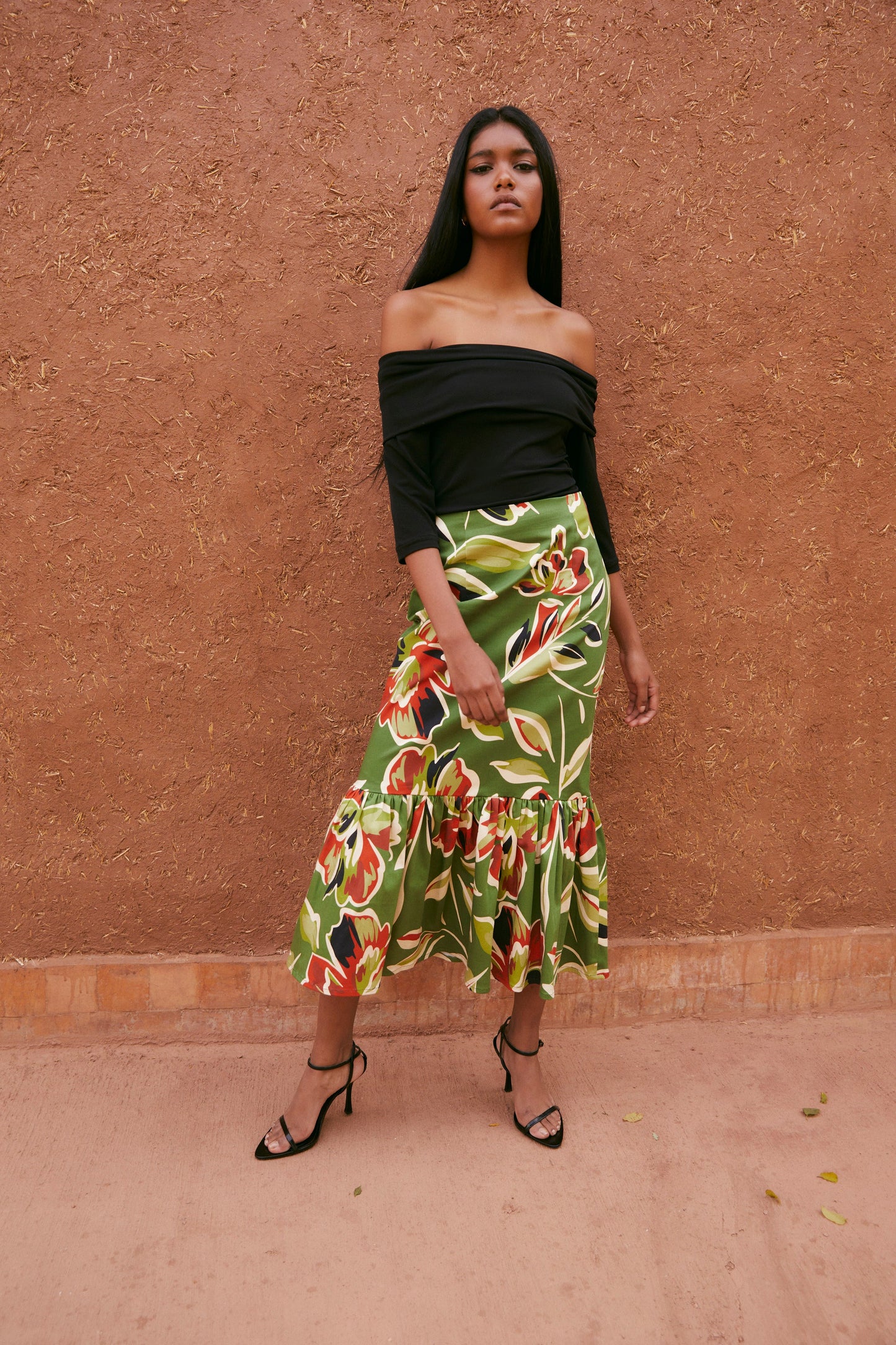 INDIAN SKIRT GREEN LEAVES