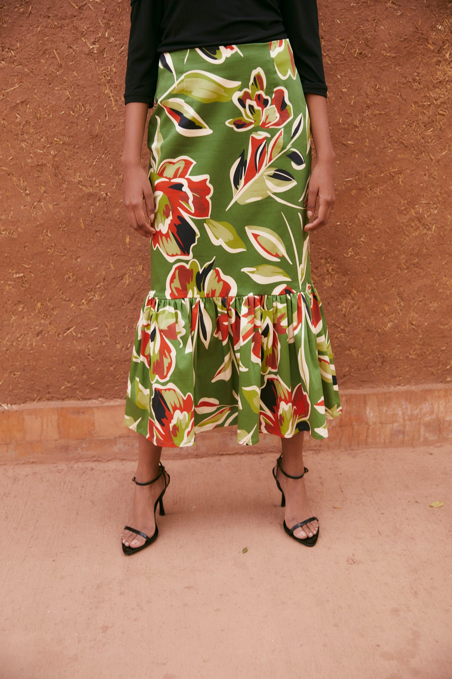 INDIAN SKIRT GREEN LEAVES