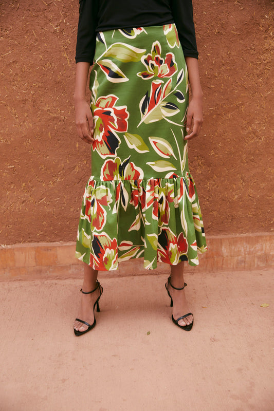 INDIAN SKIRT GREEN LEAVES