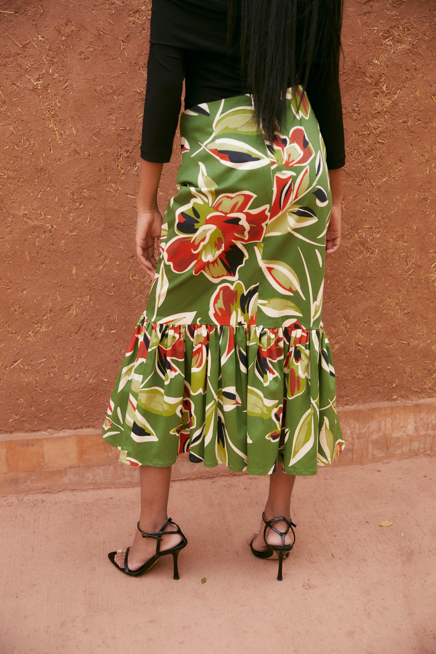 INDIAN SKIRT GREEN LEAVES