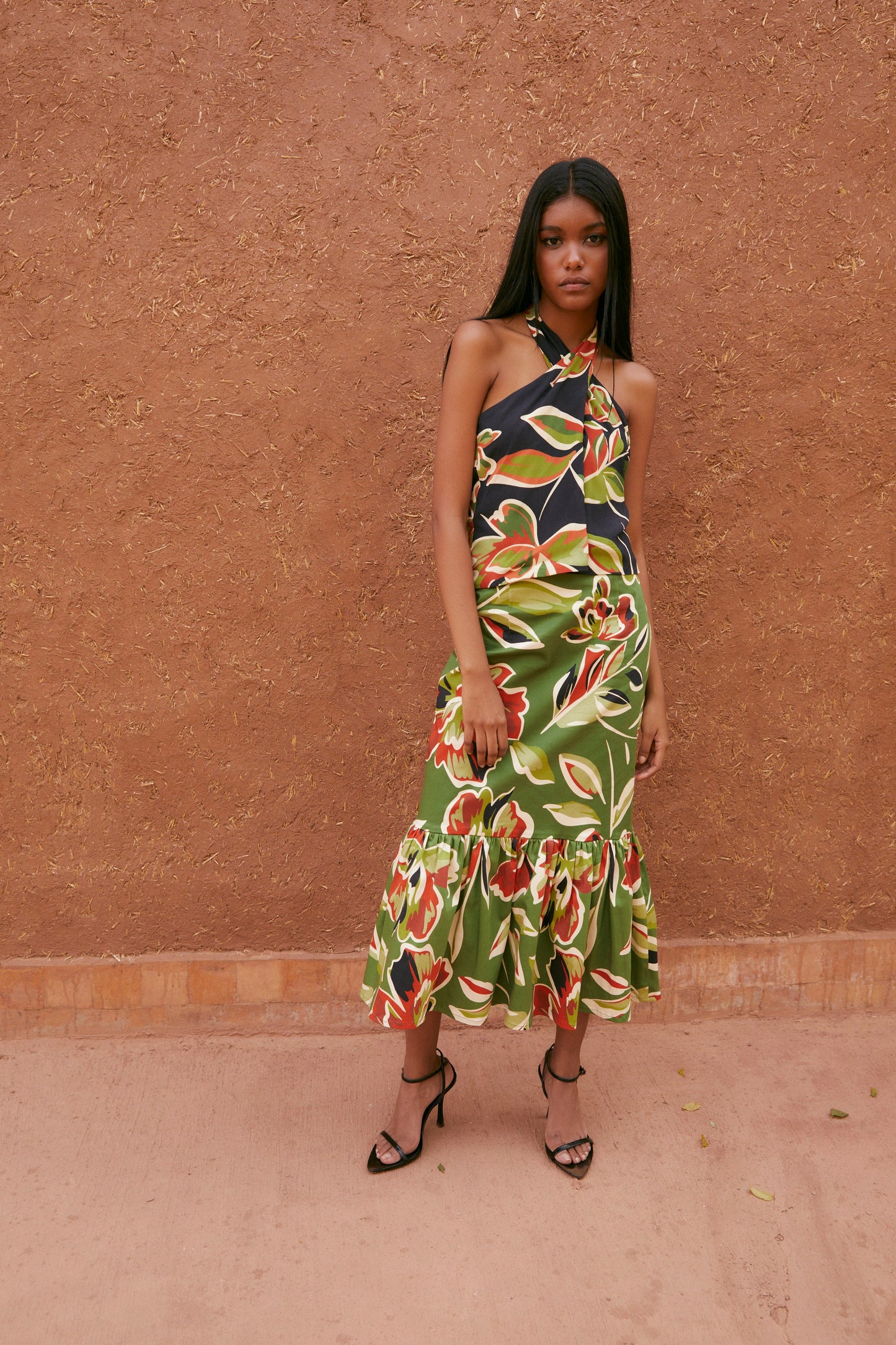 INDIAN SKIRT GREEN LEAVES