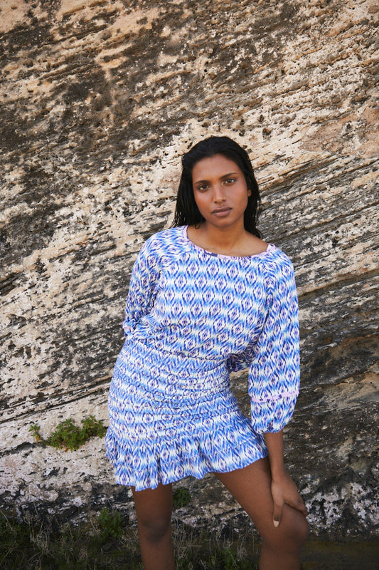 BLUSA PALMIRA IKAT AZUL