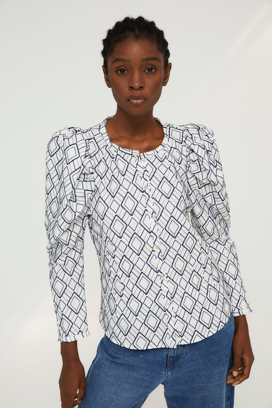 BLUSA FAROL ROMBOS AZUL