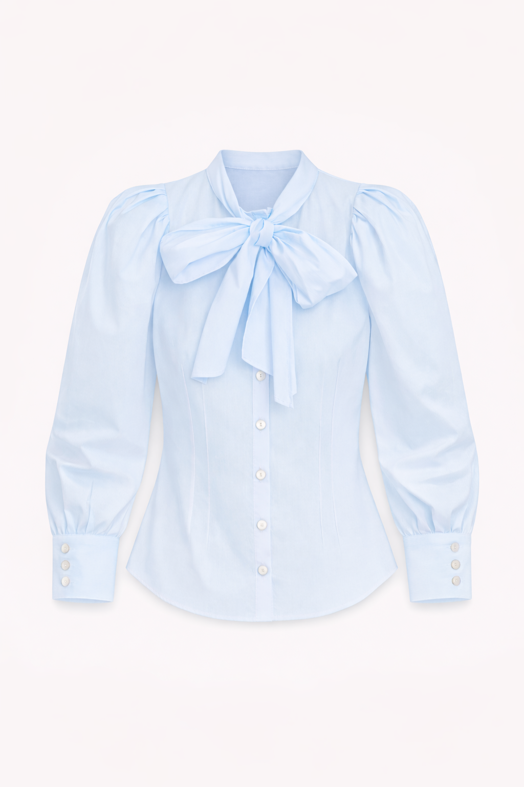 BOW TIE POPLIN BLOUSE BLUE