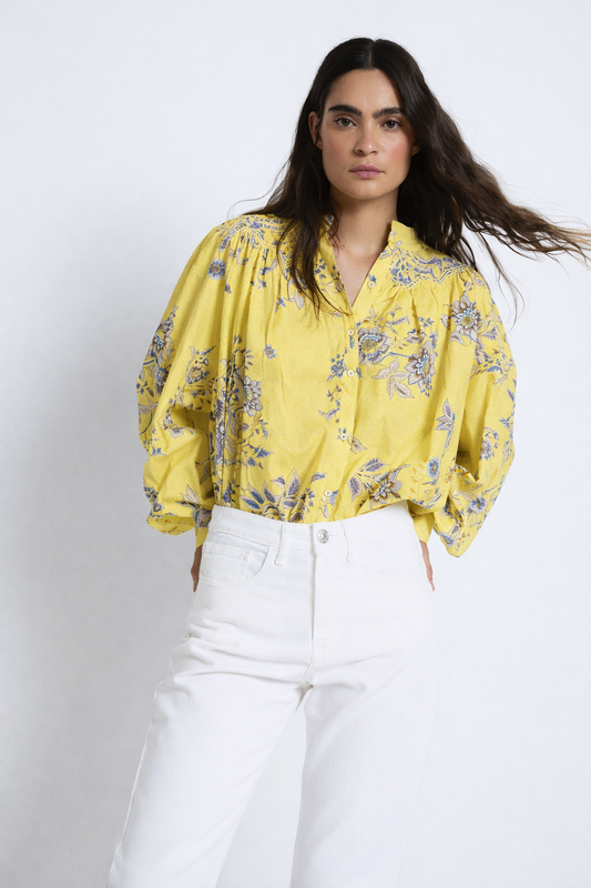 BLUSA TULIPAN PUNTOS AMARILLO