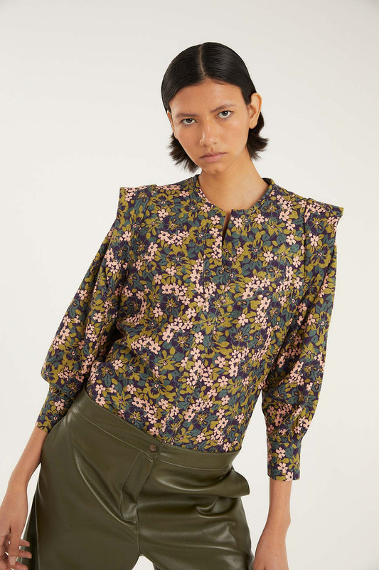 BLUSA FOLK FLOR TRI ESTAMPADO