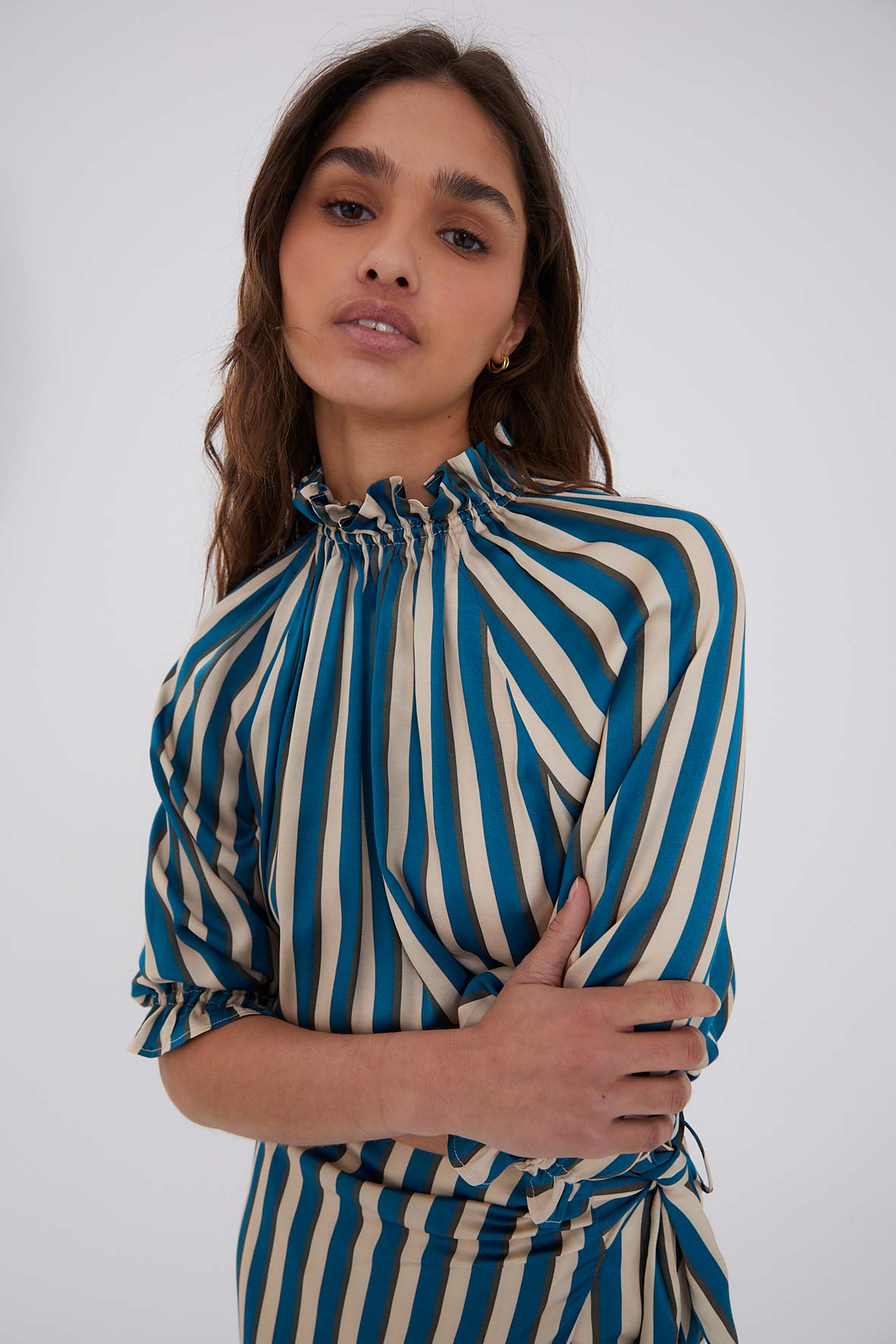 BLUSA GOLA RAYAS AZUL