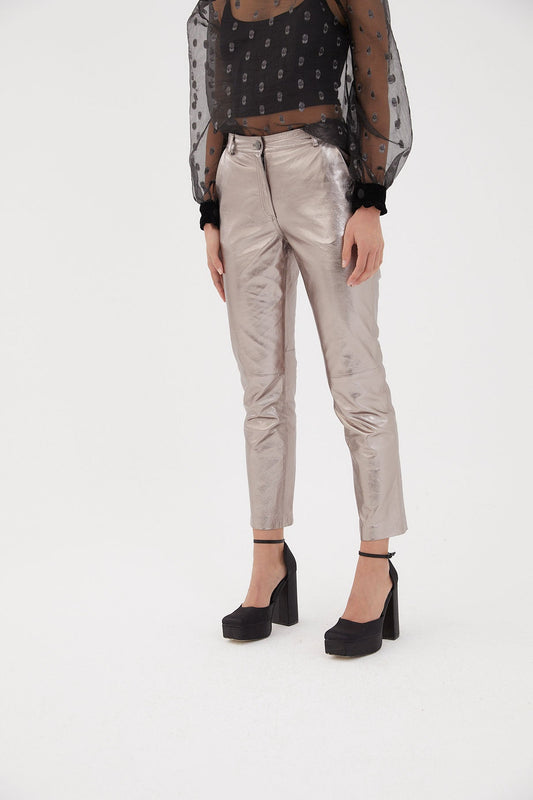 PETE SILVER LEATHER PANTS