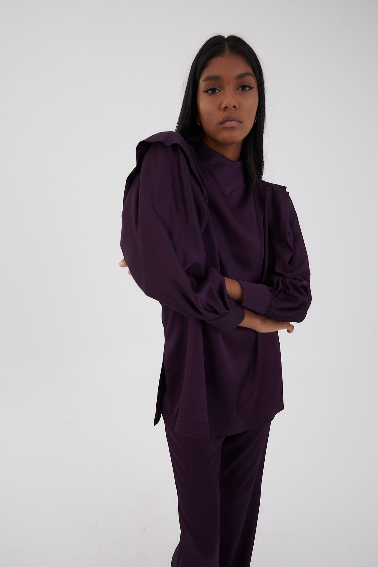 NICOL SATIN TUNIC EGGPLANT