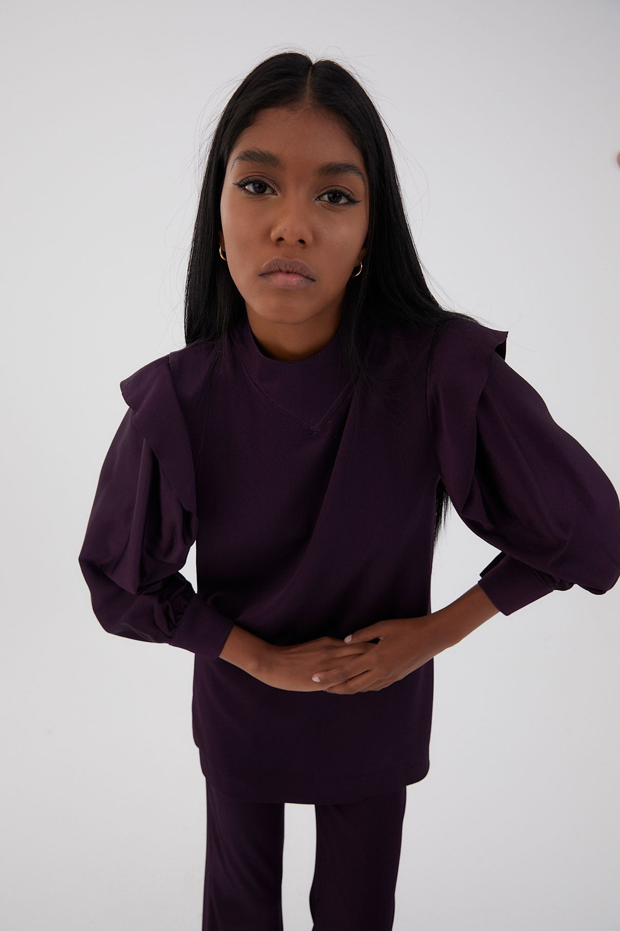 NICOL SATIN TUNIC EGGPLANT