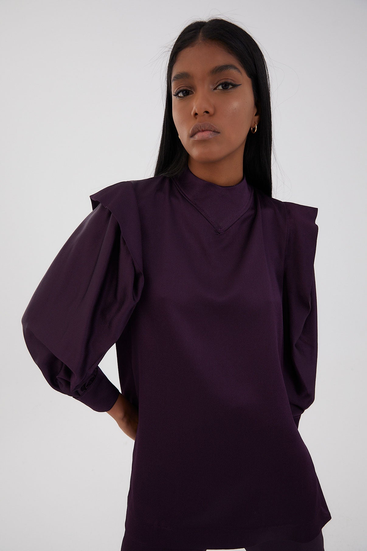 NICOL SATIN TUNIC EGGPLANT