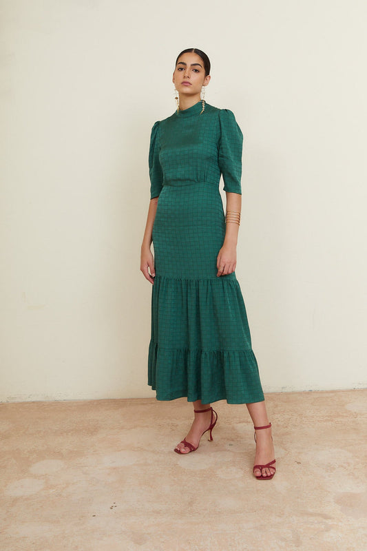 VESTIDO PILAR CUADRO VERDE