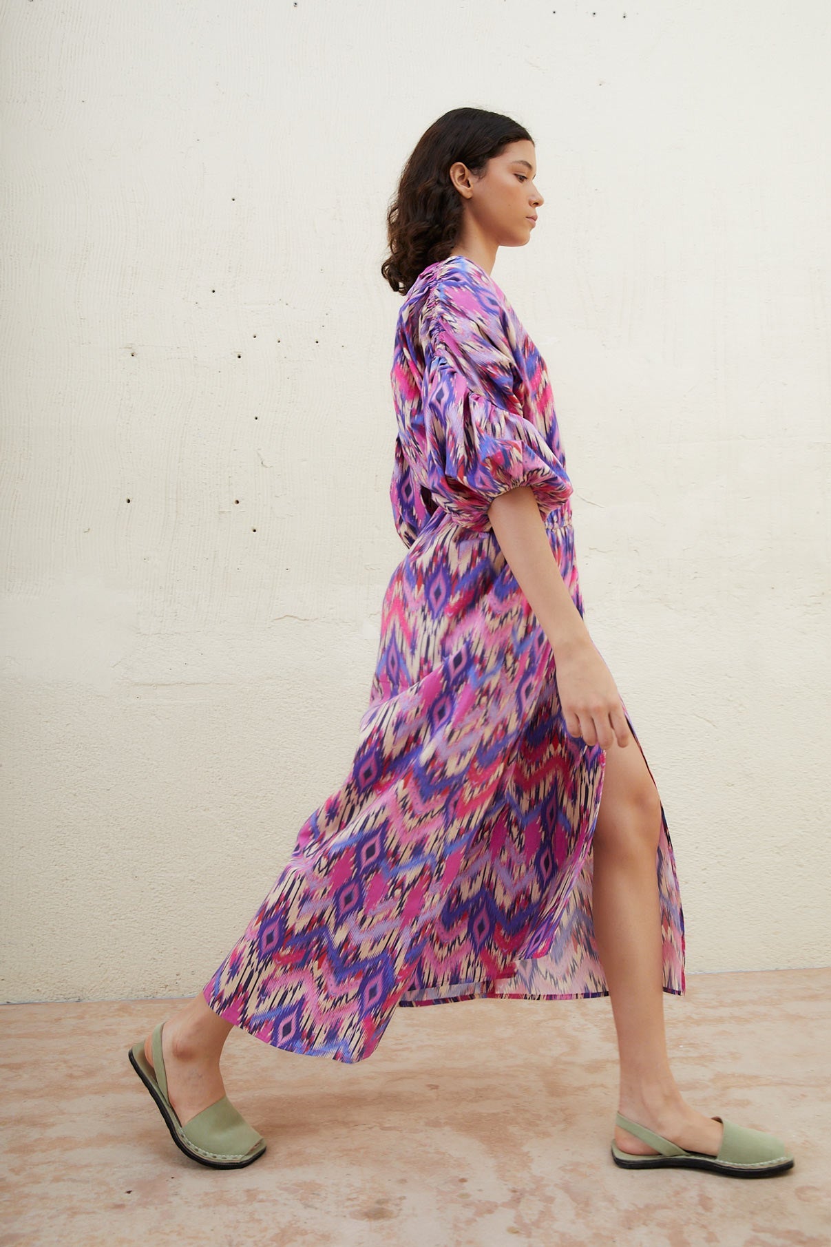 VESTIDO PATY IKAT FUCSIA