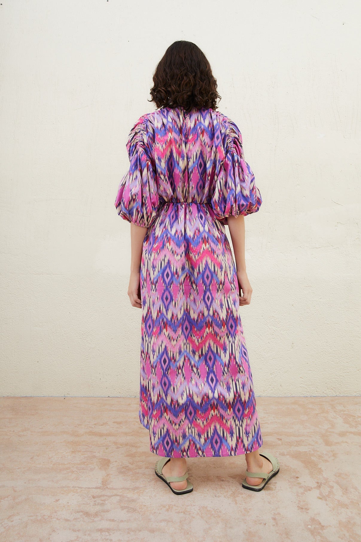 VESTIDO PATY IKAT FUCSIA