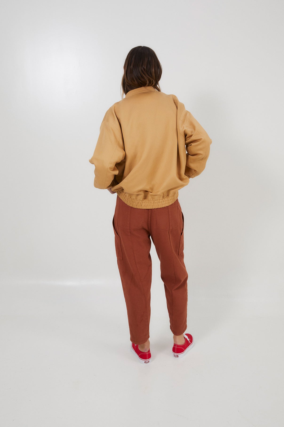 OCHRE LINEN BOMBER JACKET 