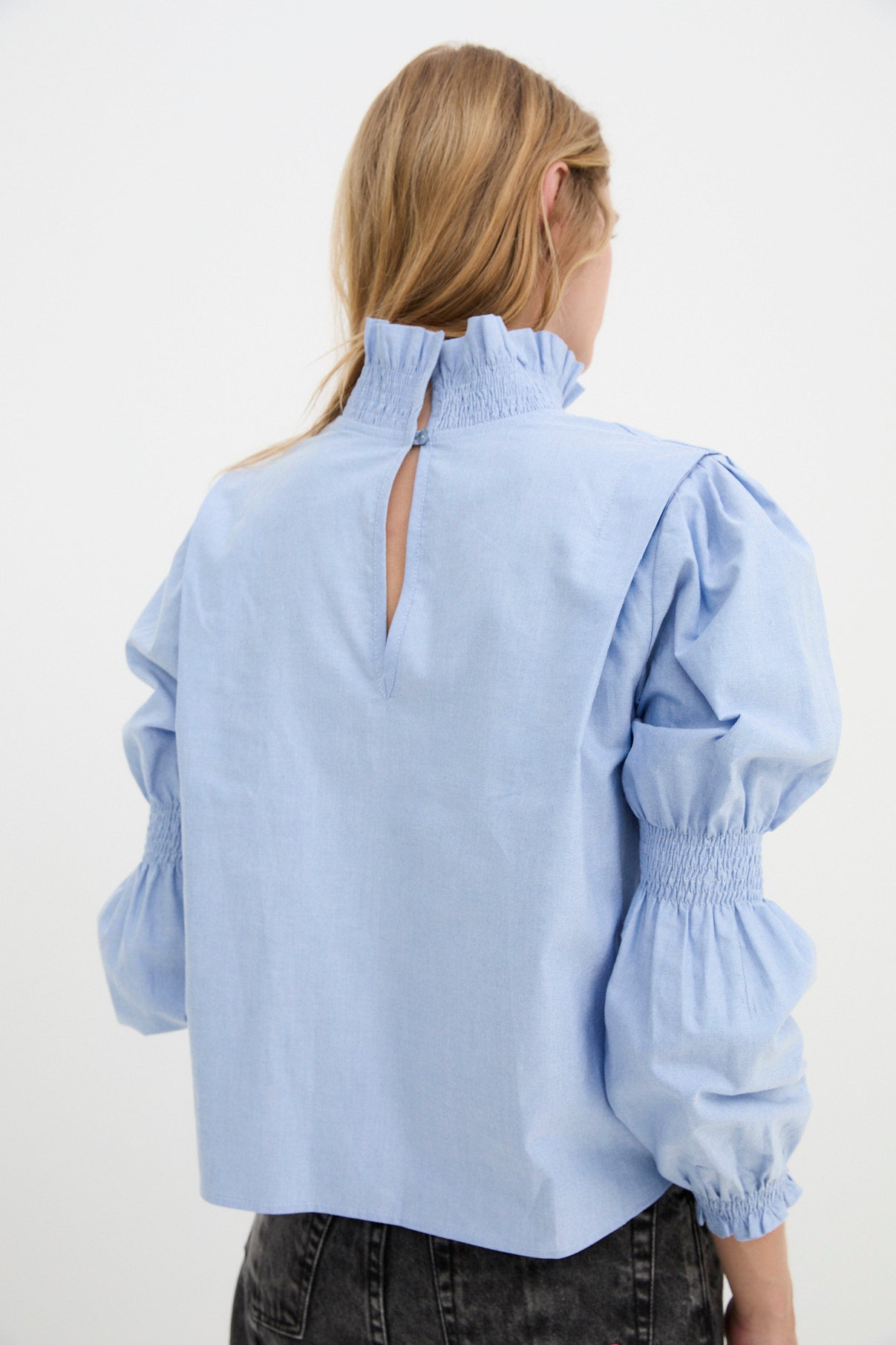 BLUSA GOTA OXFORD AZUL