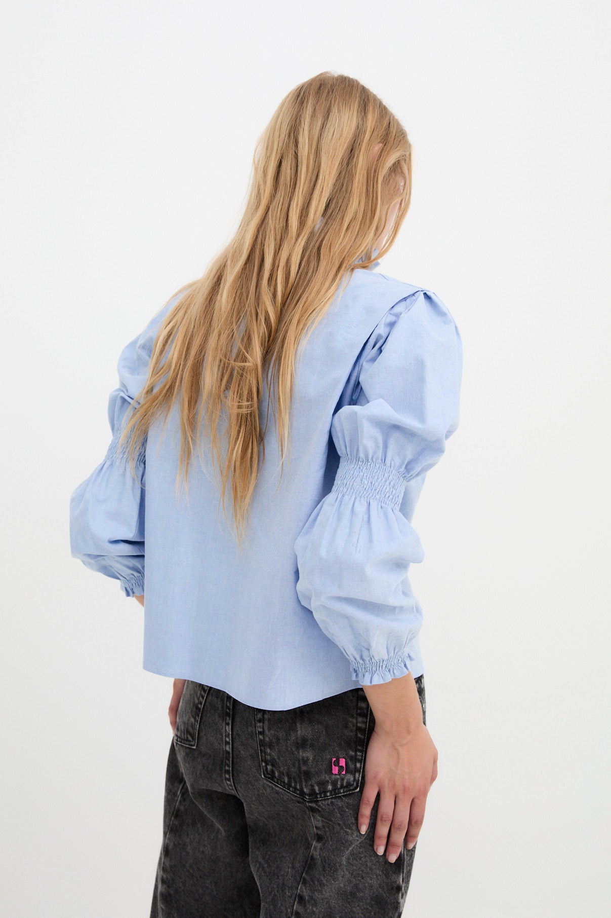 BLUSA GOTA OXFORD AZUL