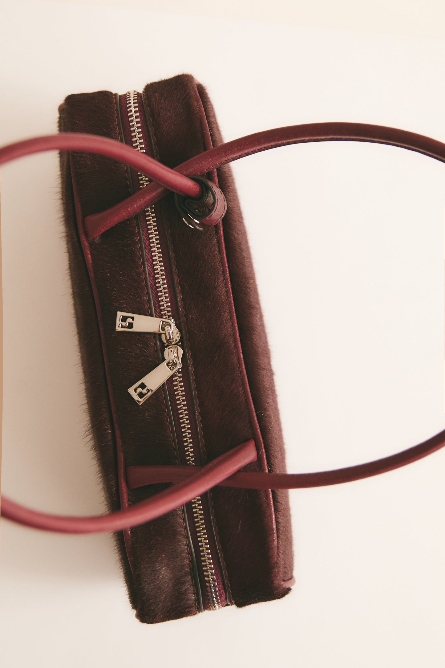 BURGUNDY LEATHER BAGUETTE BAG