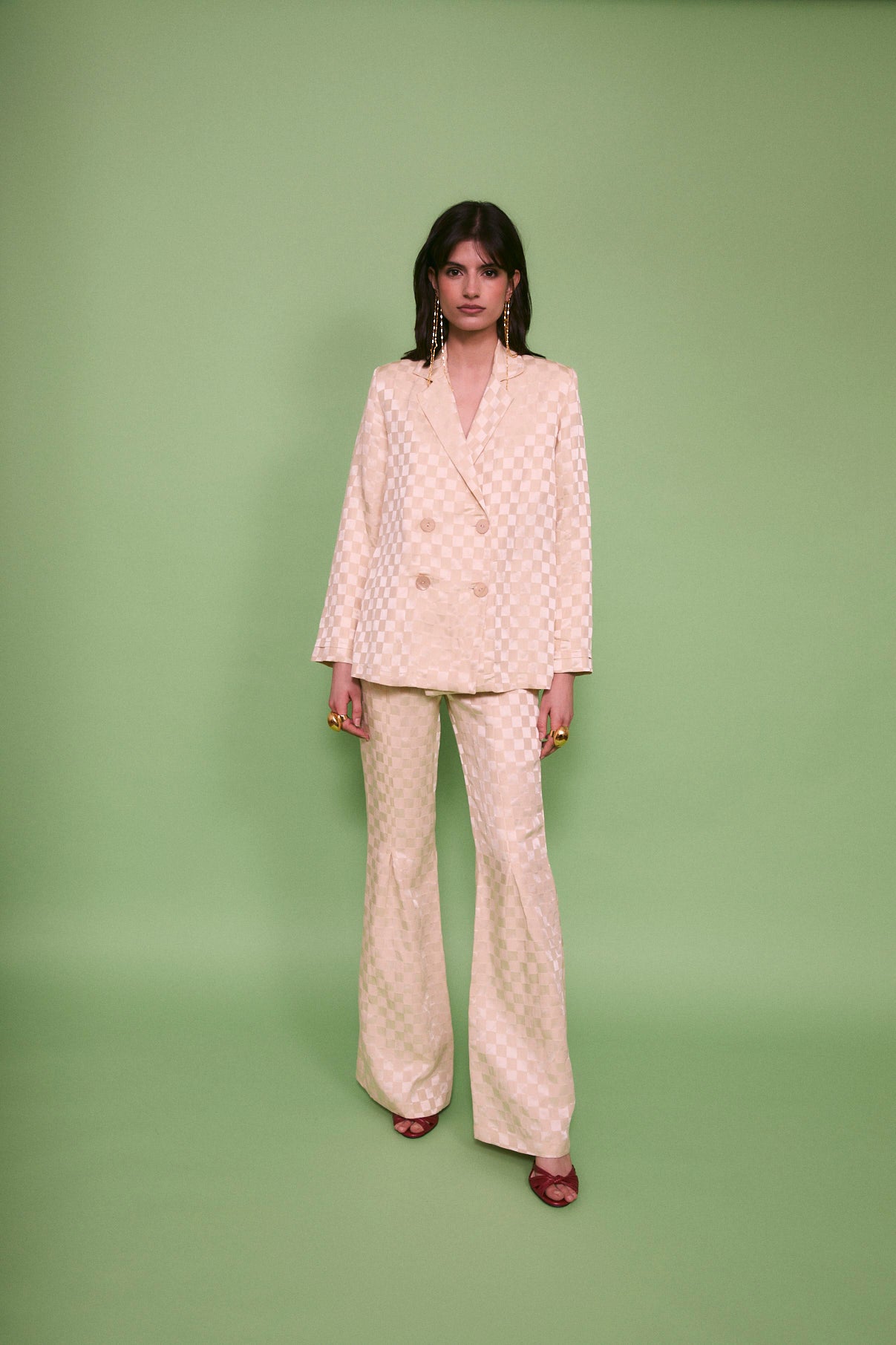 PANTALÓN PLIEGUE DAMA CREMA