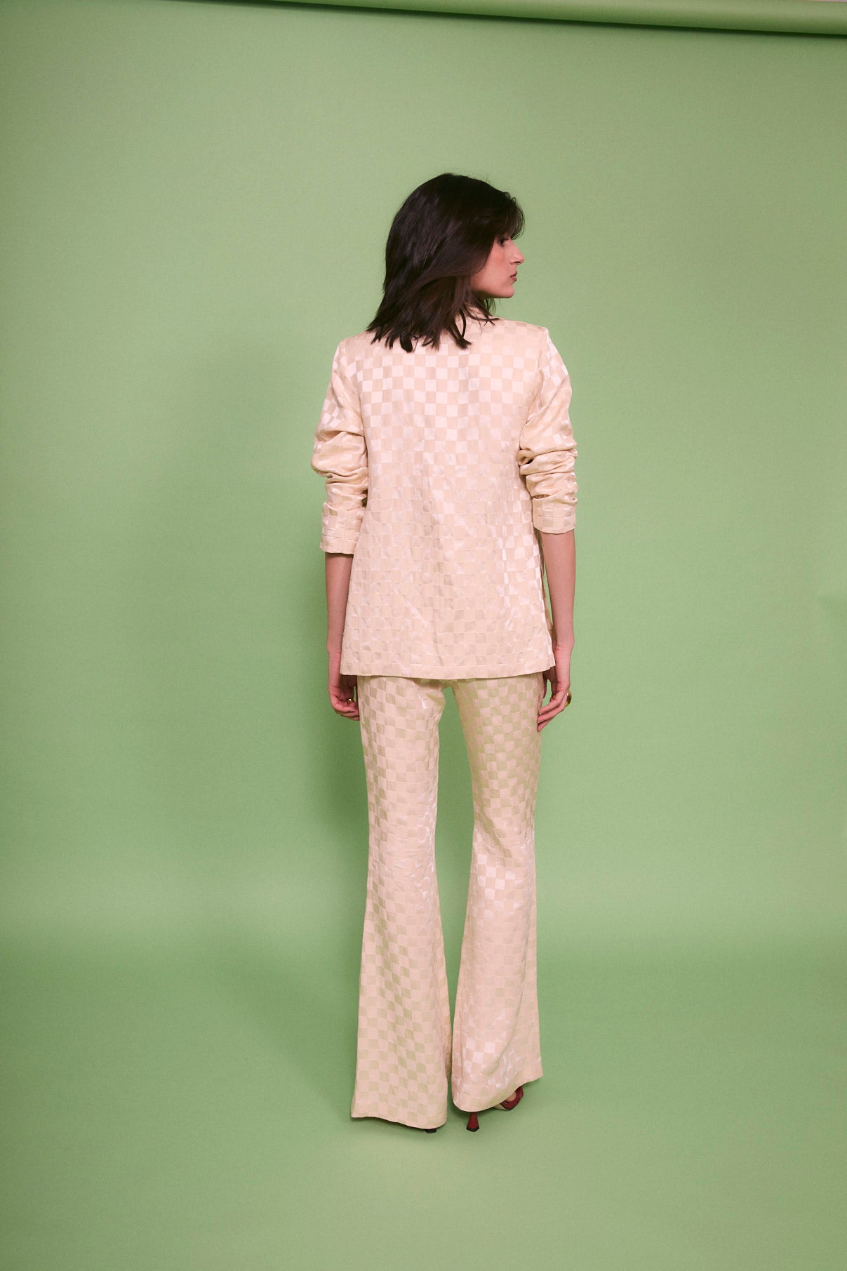 PANTALÓN PLIEGUE DAMA CREMA