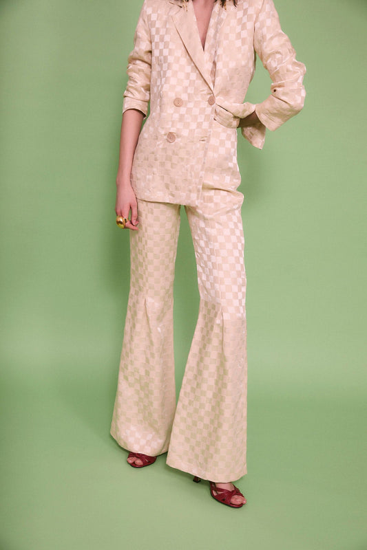 PANTALÓN PLIEGUE DAMA CREMA
