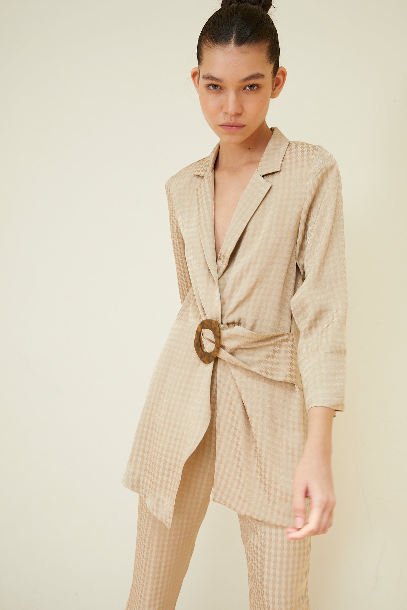 BANON SAND HOUNDSTOOTH JACKET