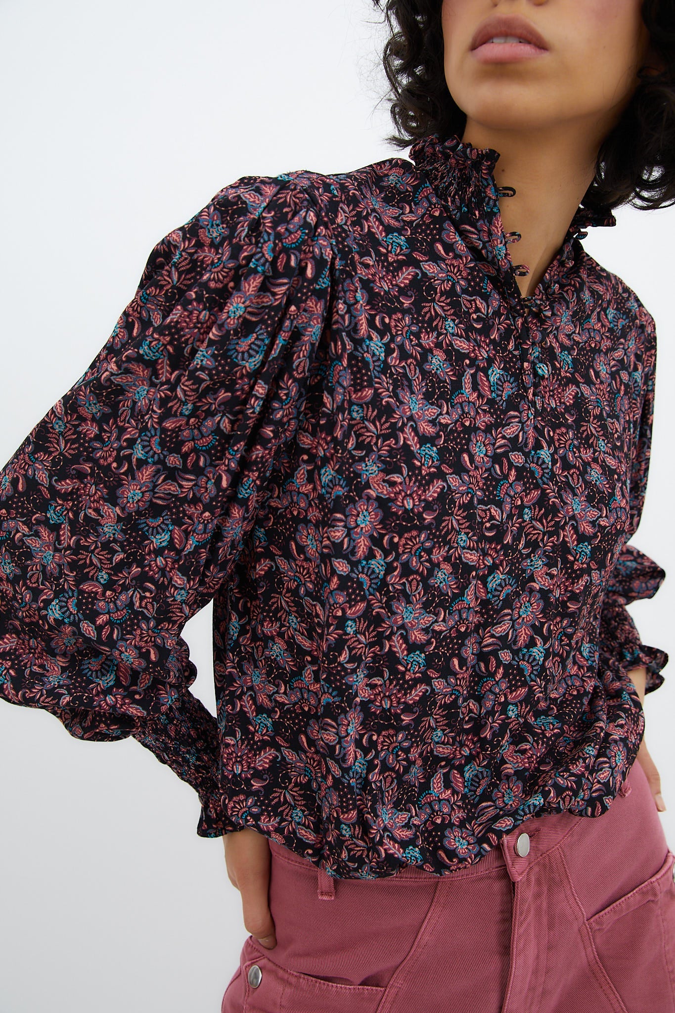 BLUSA CARMEN FLOR CHINA ROSA