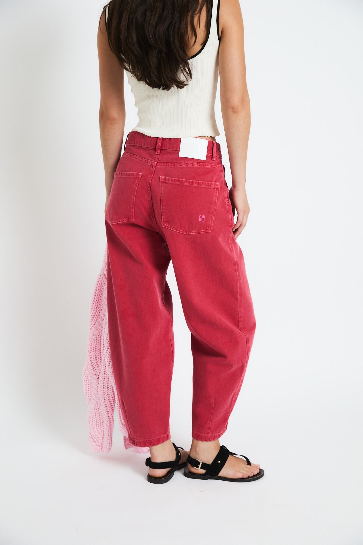 RED TWILL BOYFRIEND JEANS