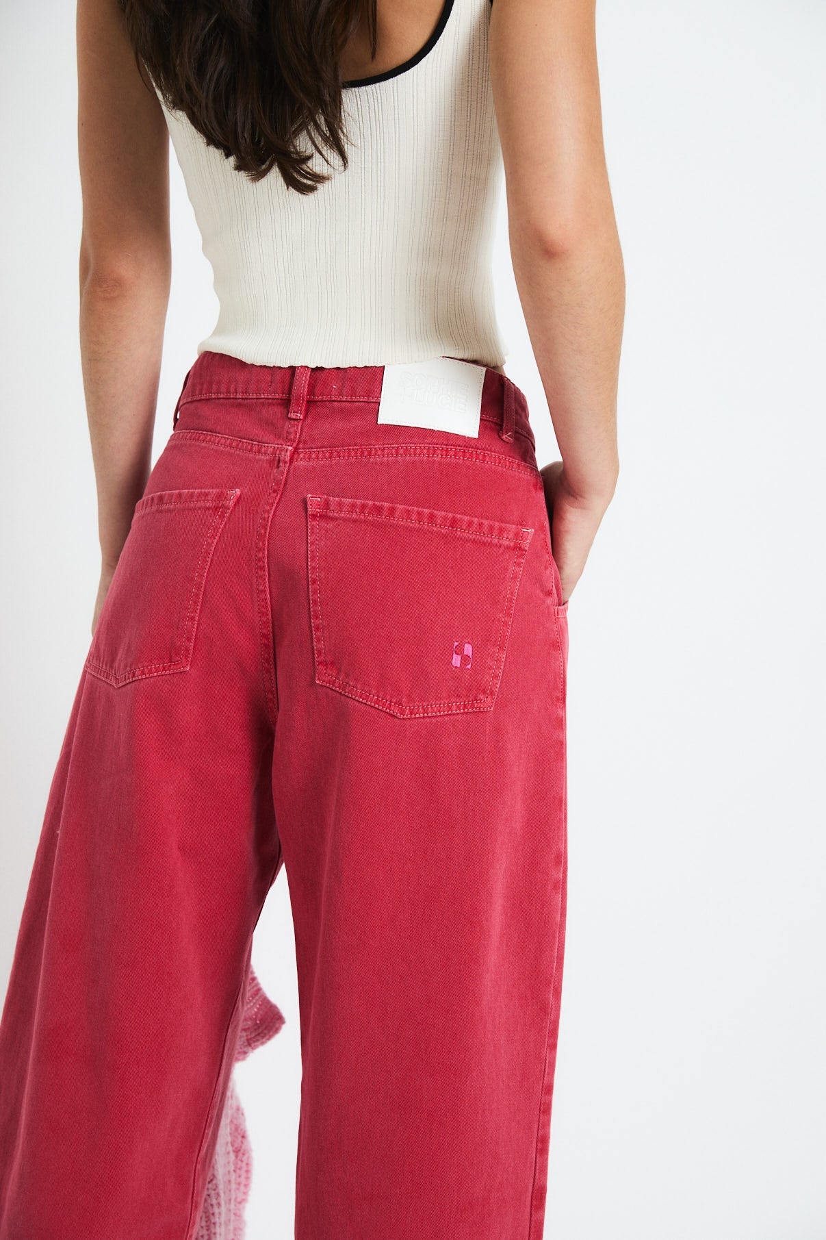 RED TWILL BOYFRIEND JEANS