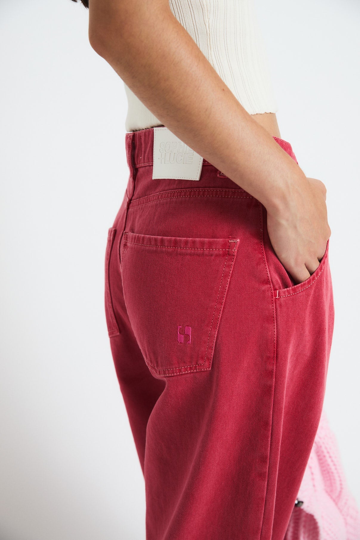 RED TWILL BOYFRIEND JEANS