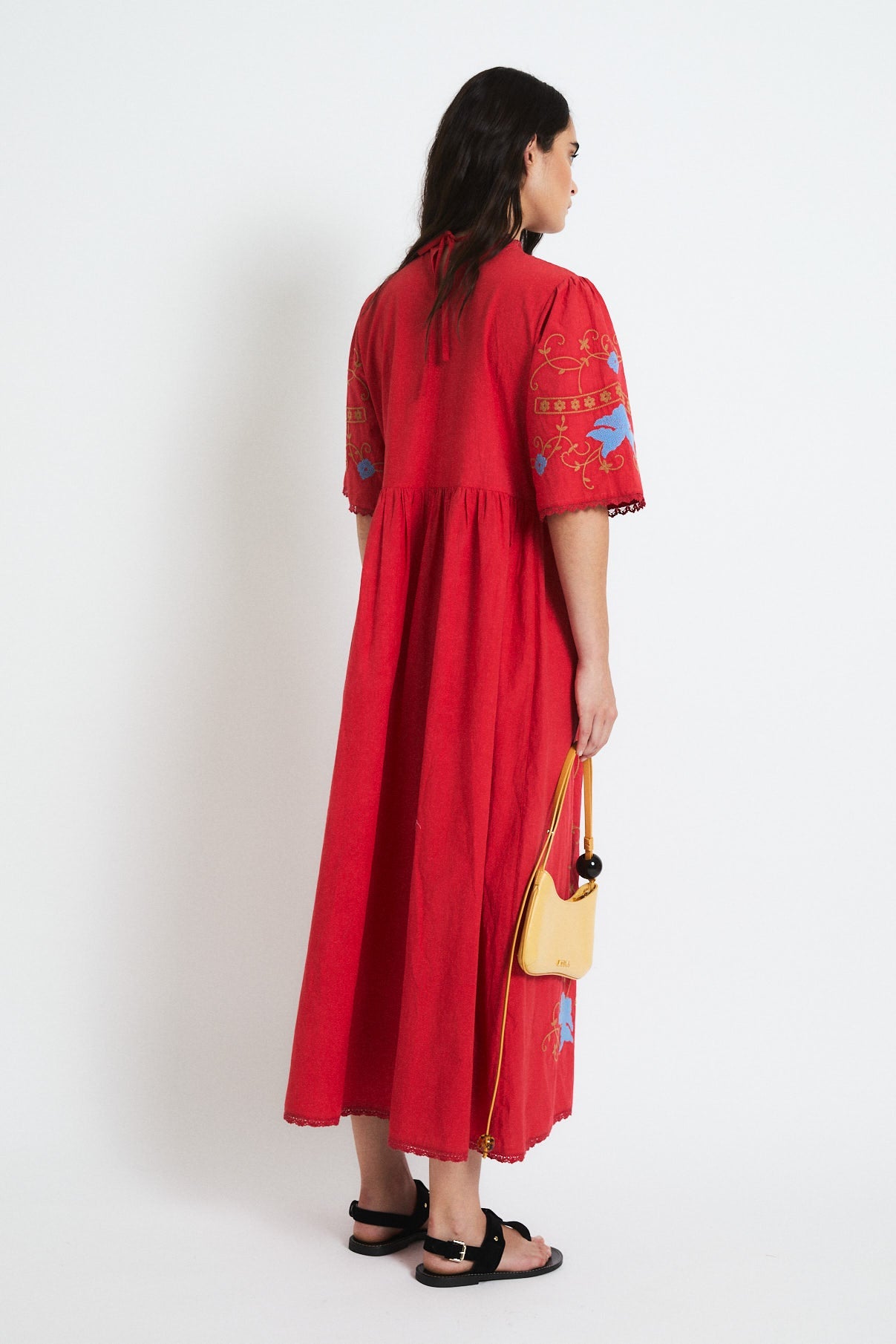POPPY EMBROIDERY DRESS RED
